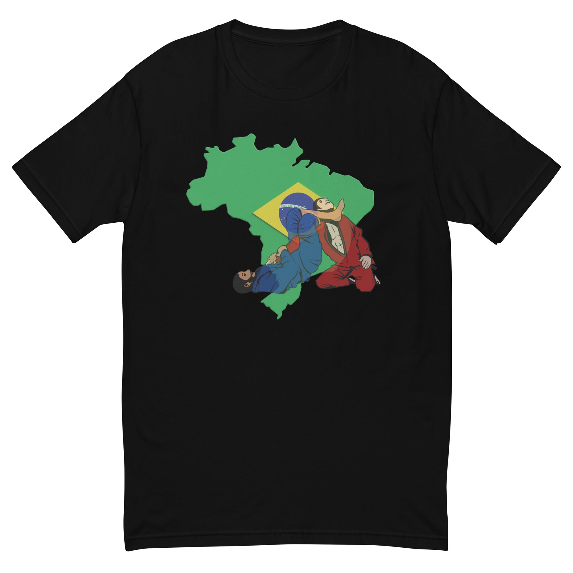 BLACK  TEE Brazilian Flag BJJ Action Short Sleeve T-Shirt – Adult