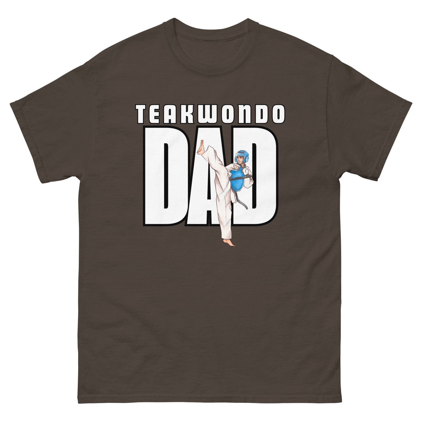 Taekwondo_Dad_unisex-classic-tee-dark-chocolate-front-69175aac8ce5a