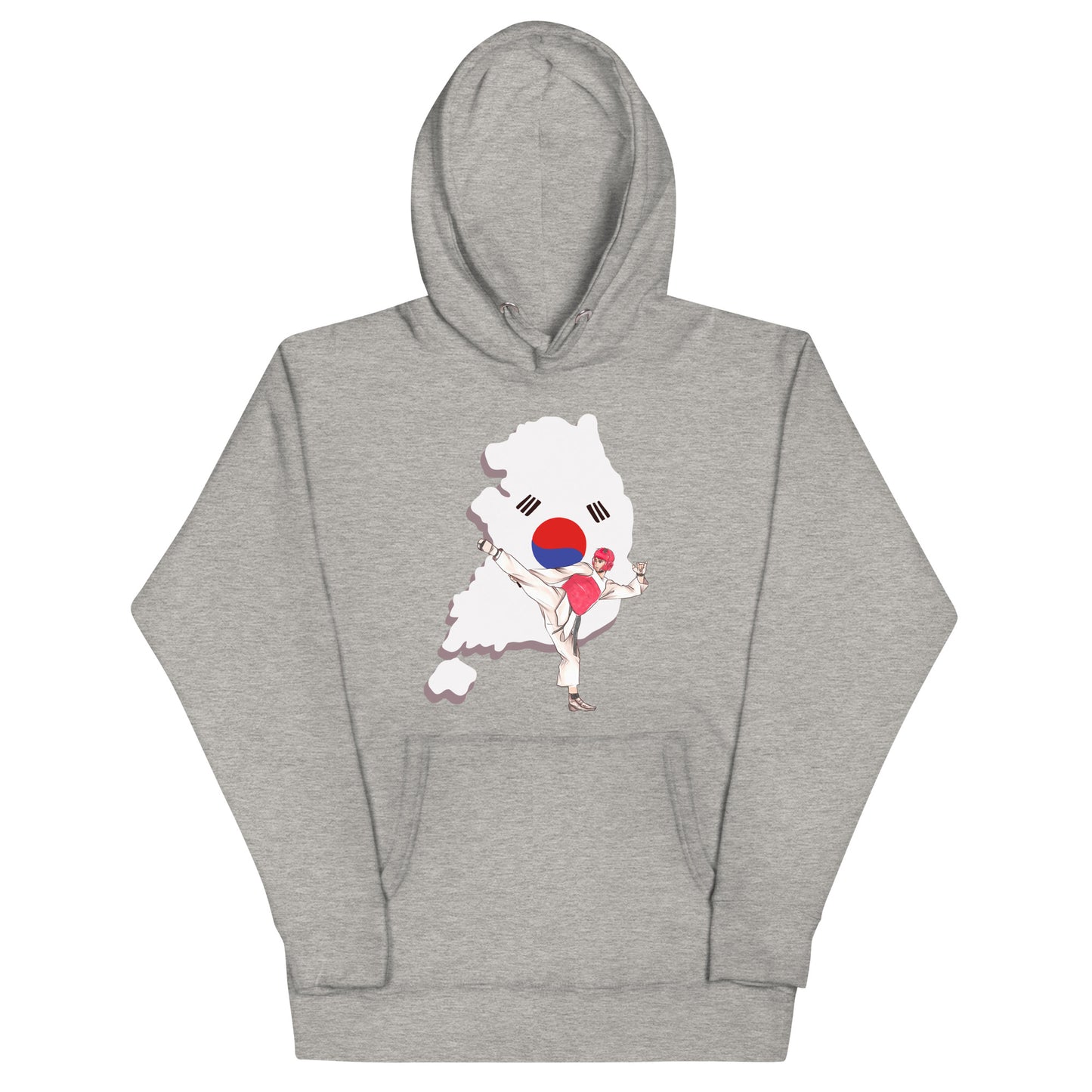 Taekwondo_Hoodie_Korean_Flag_Design_cotton-heritage-m2580-i-unisex-premium-pullover-hoodie-carbon-grey