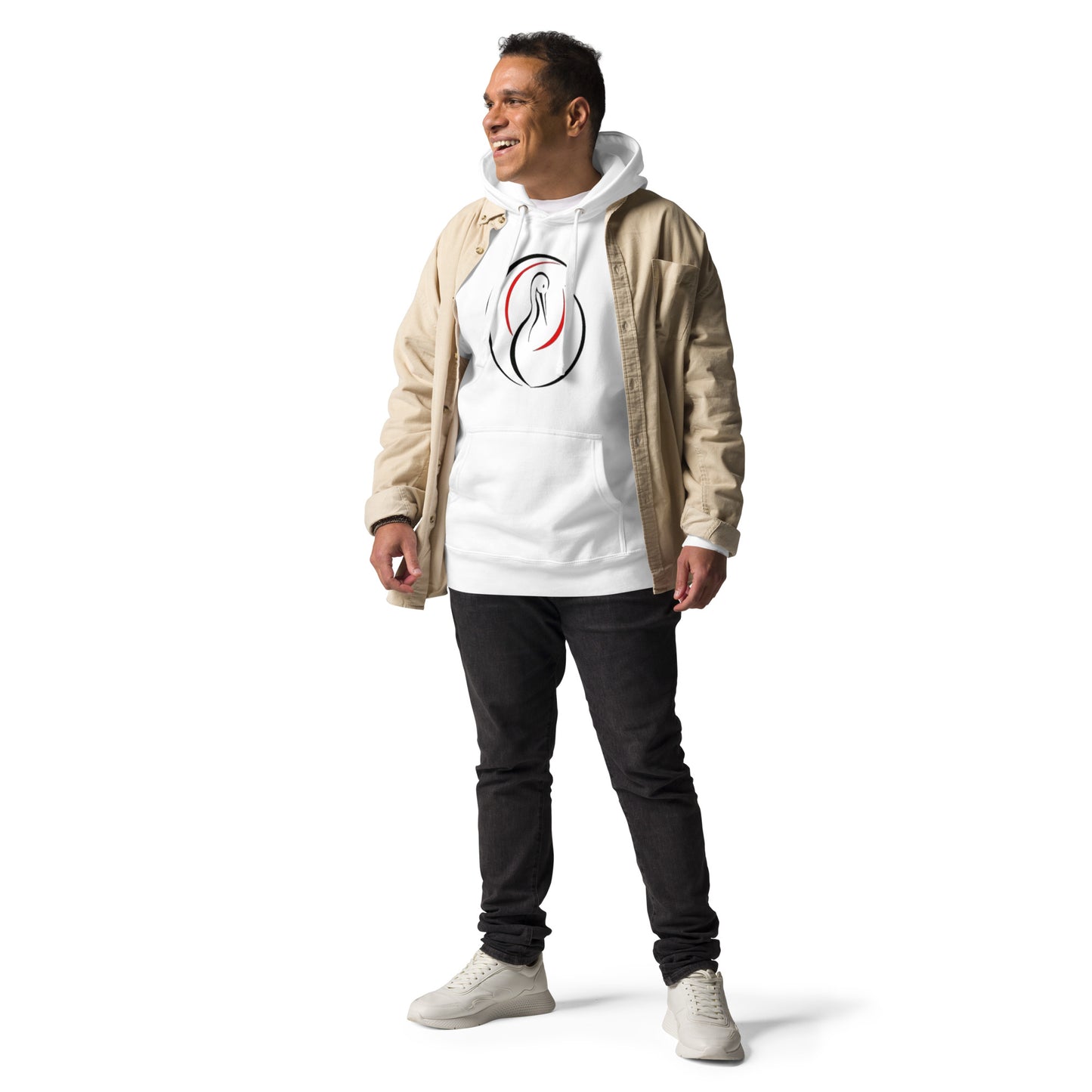 Sansei Goju-Ryu martial arts hoodie with Japanese karate-inspired design, premium unisex fit by FitKickor. White Hoodie