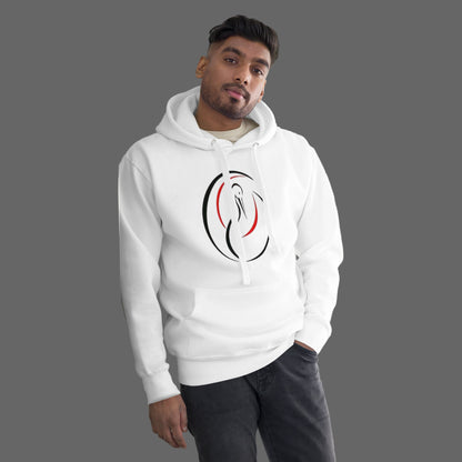 Sansei Goju-Ryu karate white hoodie with Japanese karate-inspired design, premium unisex fit by FitKickor.