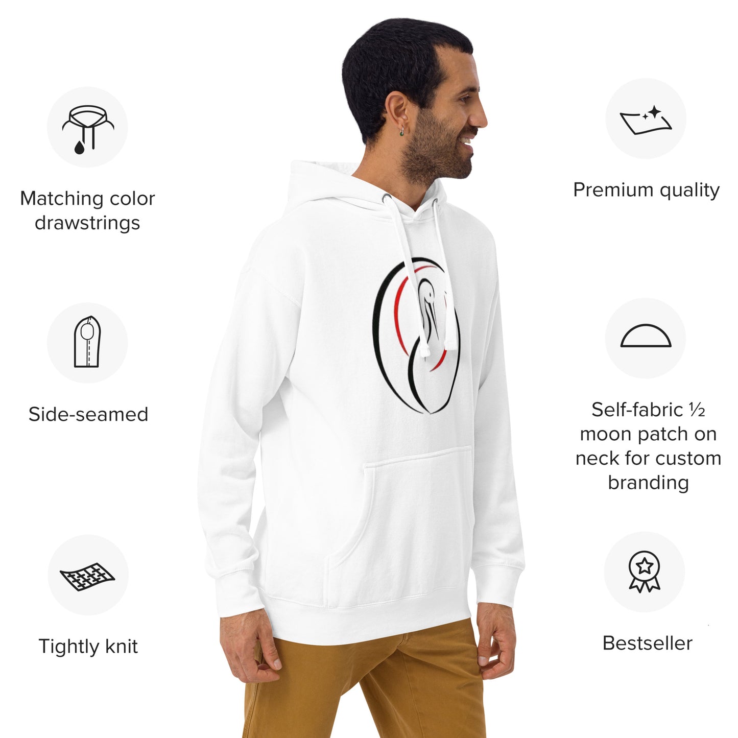 Sansei Goju-Ryu martial arts white hoodie with Japanese karate-inspired design, premium unisex fit by FitKickor.