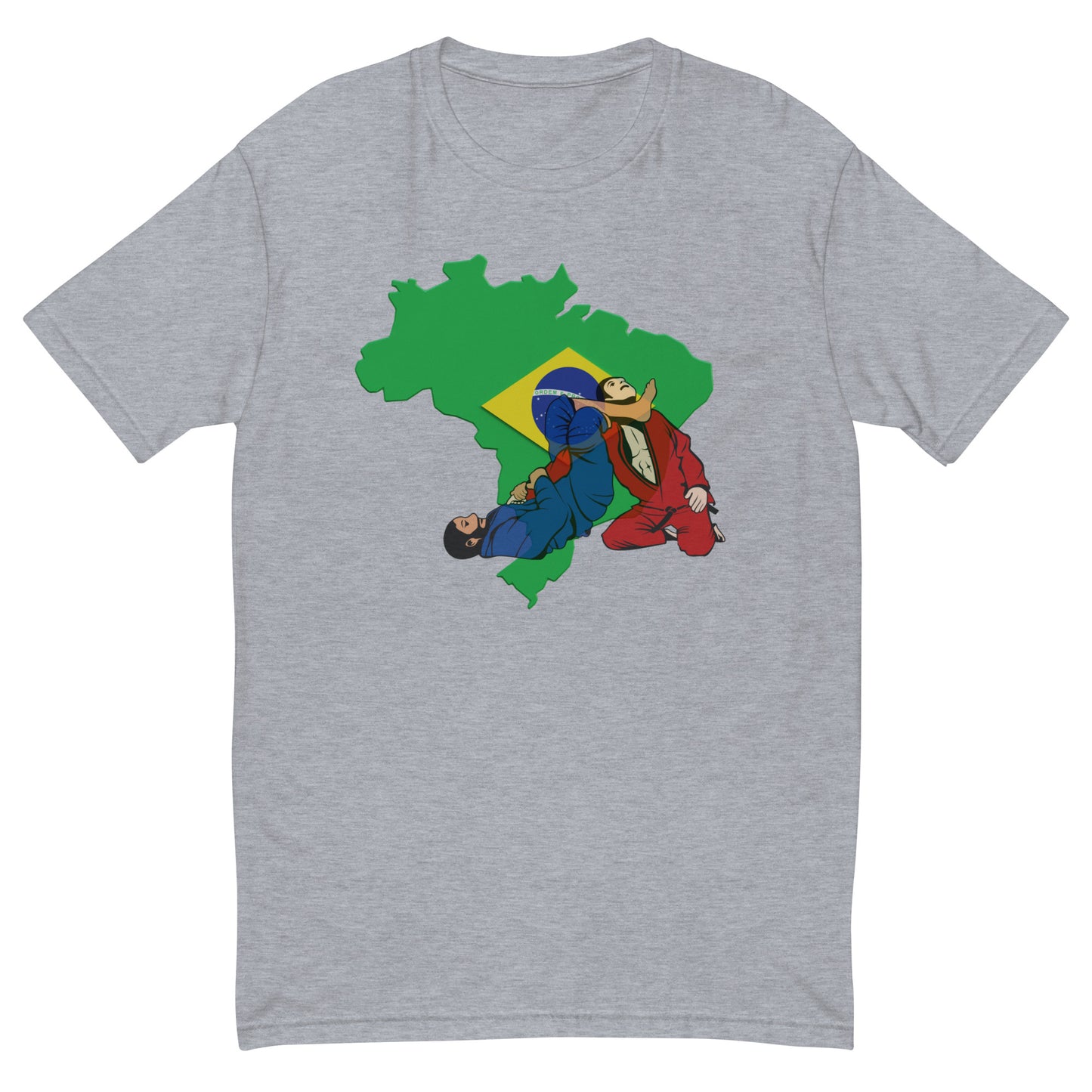 GREY Brazilian Flag BJJ Action Short Sleeve T-Shirt – Adult