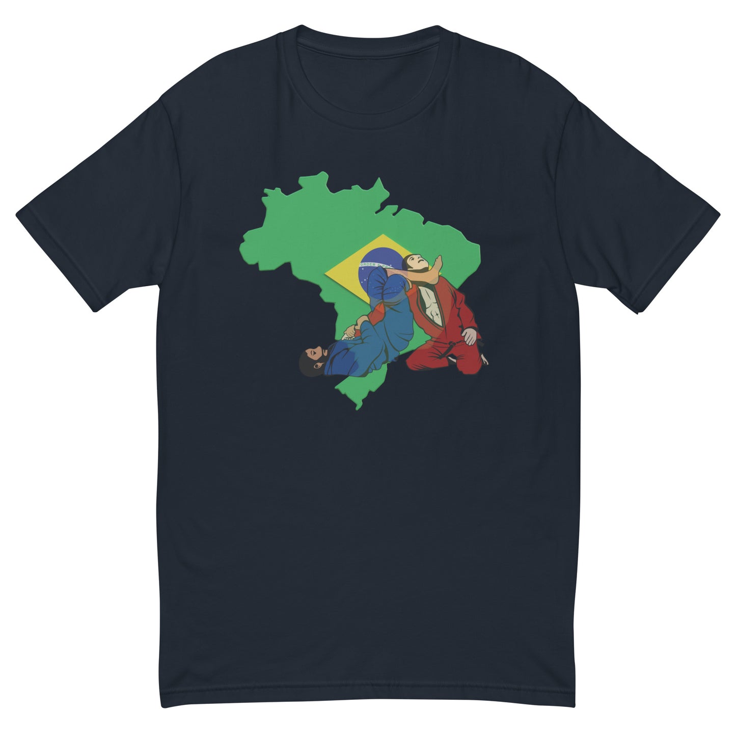 MIDNIGHT NAVY Brazilian Flag BJJ Action Short Sleeve T-Shirt – Adult