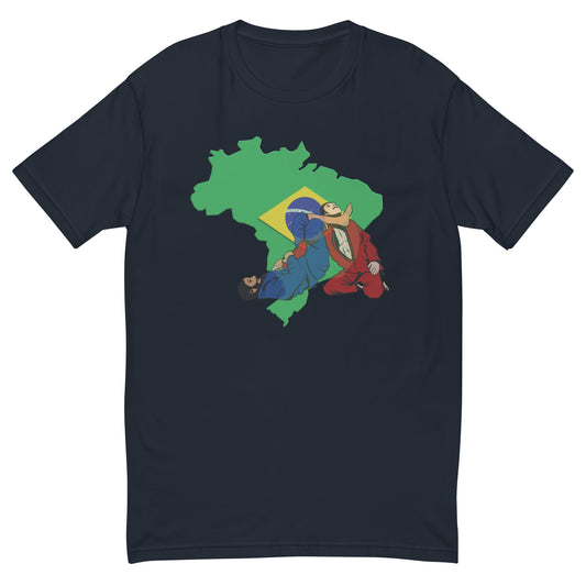 MIDNIGHT NAVY Brazilian Flag BJJ Action Short Sleeve T-Shirt – Adult