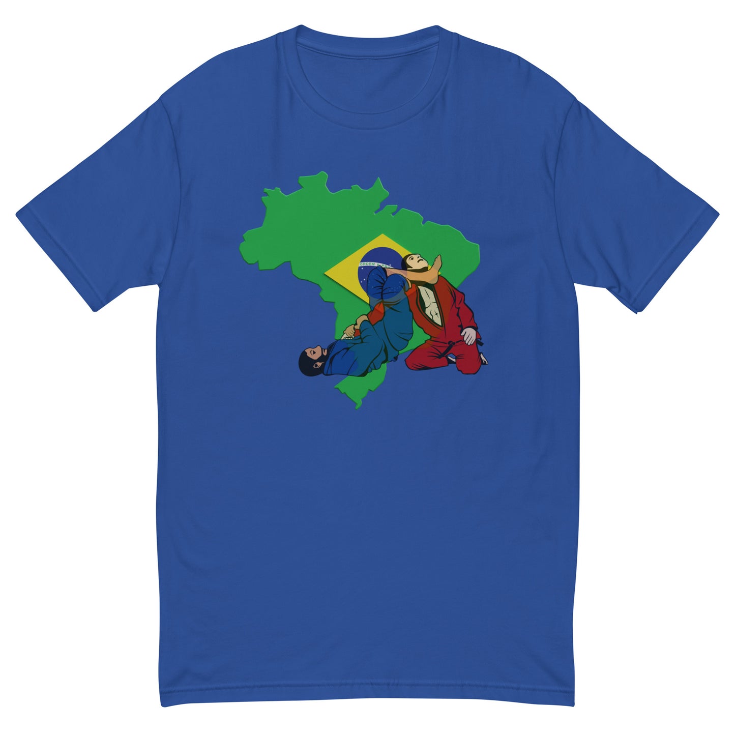 ROYAL BLUE TEE Brazilian Flag BJJ Action Short Sleeve T-Shirt – Adult