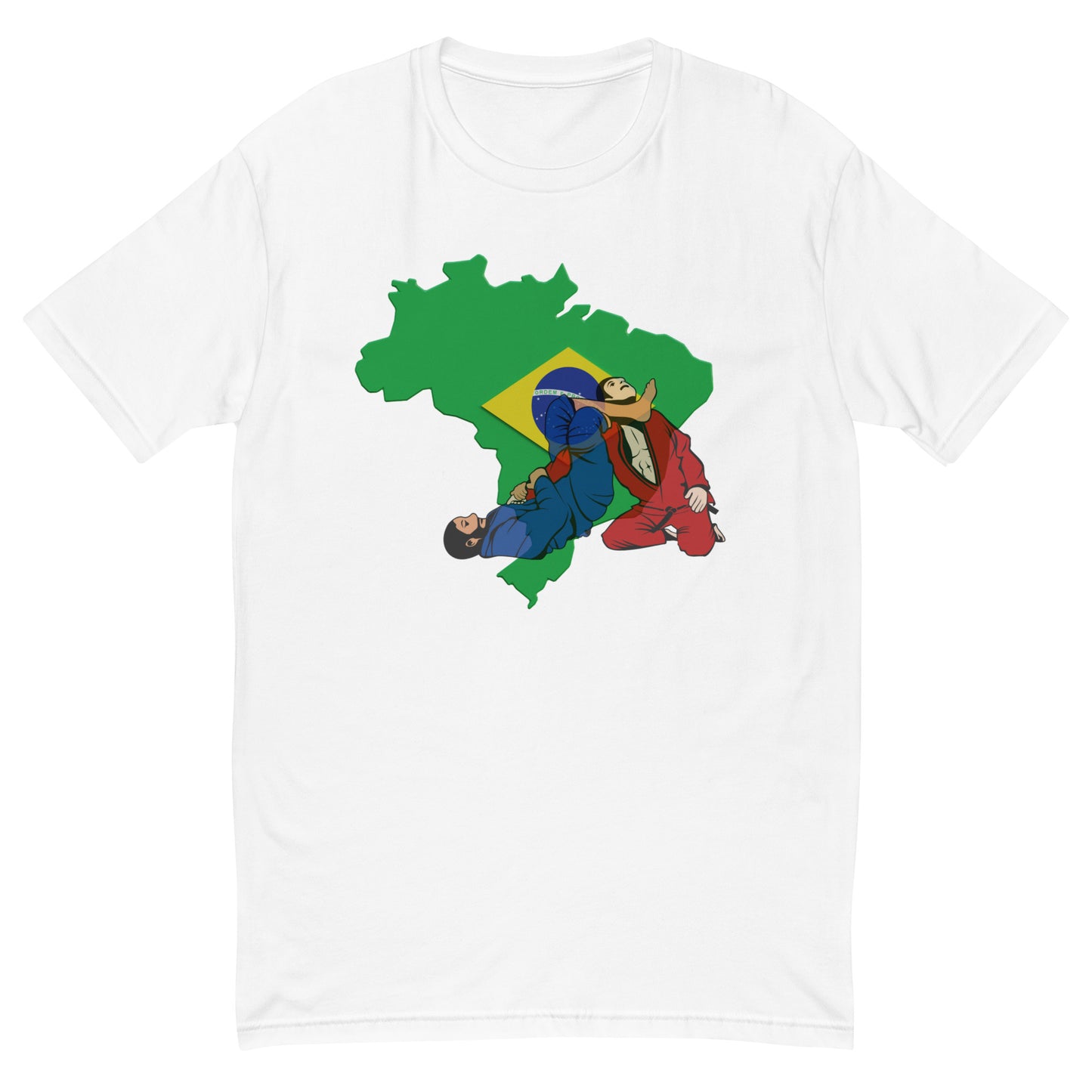 WHITE TEE Brazilian Flag BJJ Action Short Sleeve T-Shirt – Adult