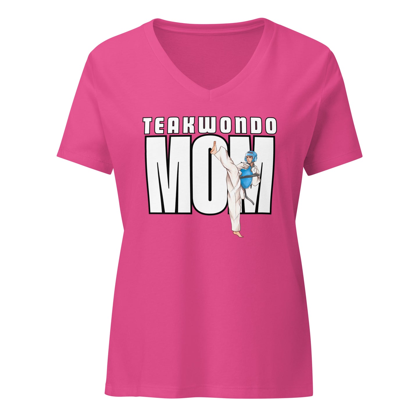 Taekwondo Mom V-Neck Tee – Berry