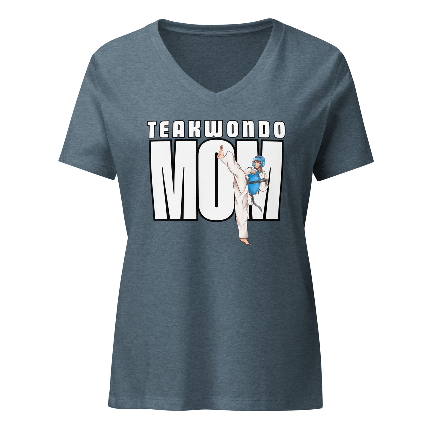 Taekwondo Mom V-Neck Tee – Heather Slate