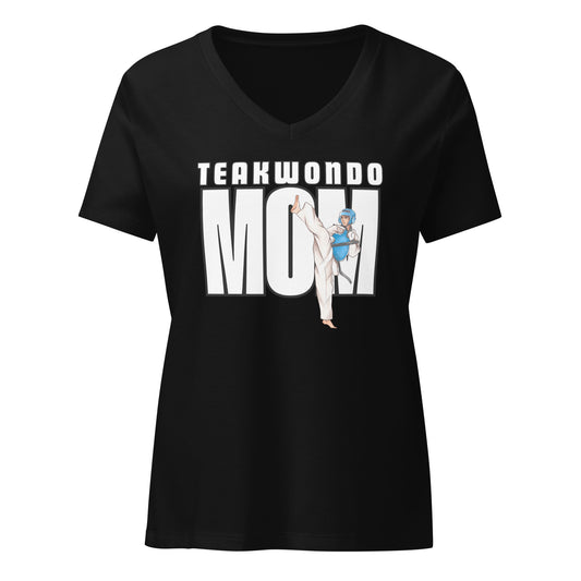 Taekwondo Mom V-Neck Tee – Solid Black