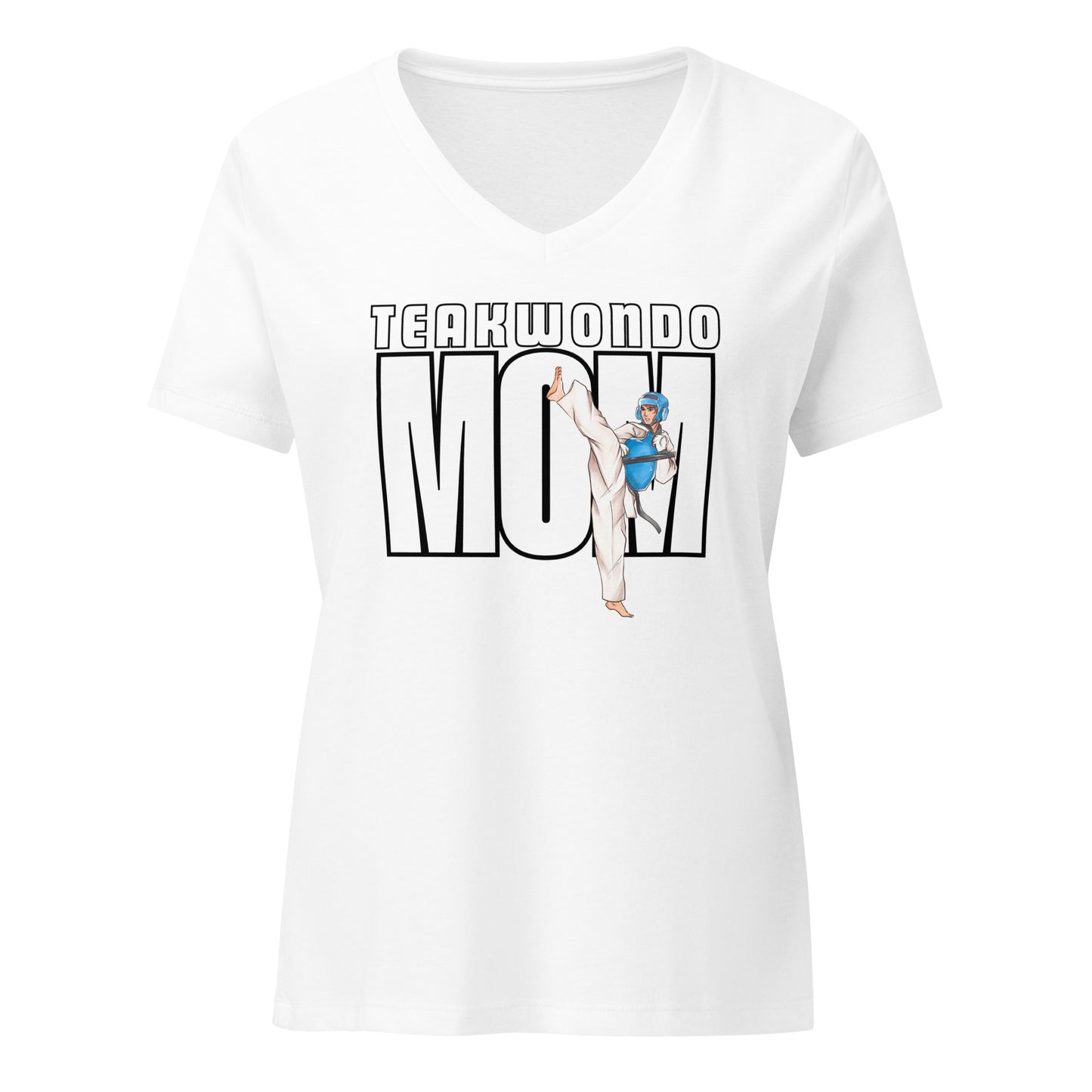 Taekwondo Mom V-Neck Tee – Solid White