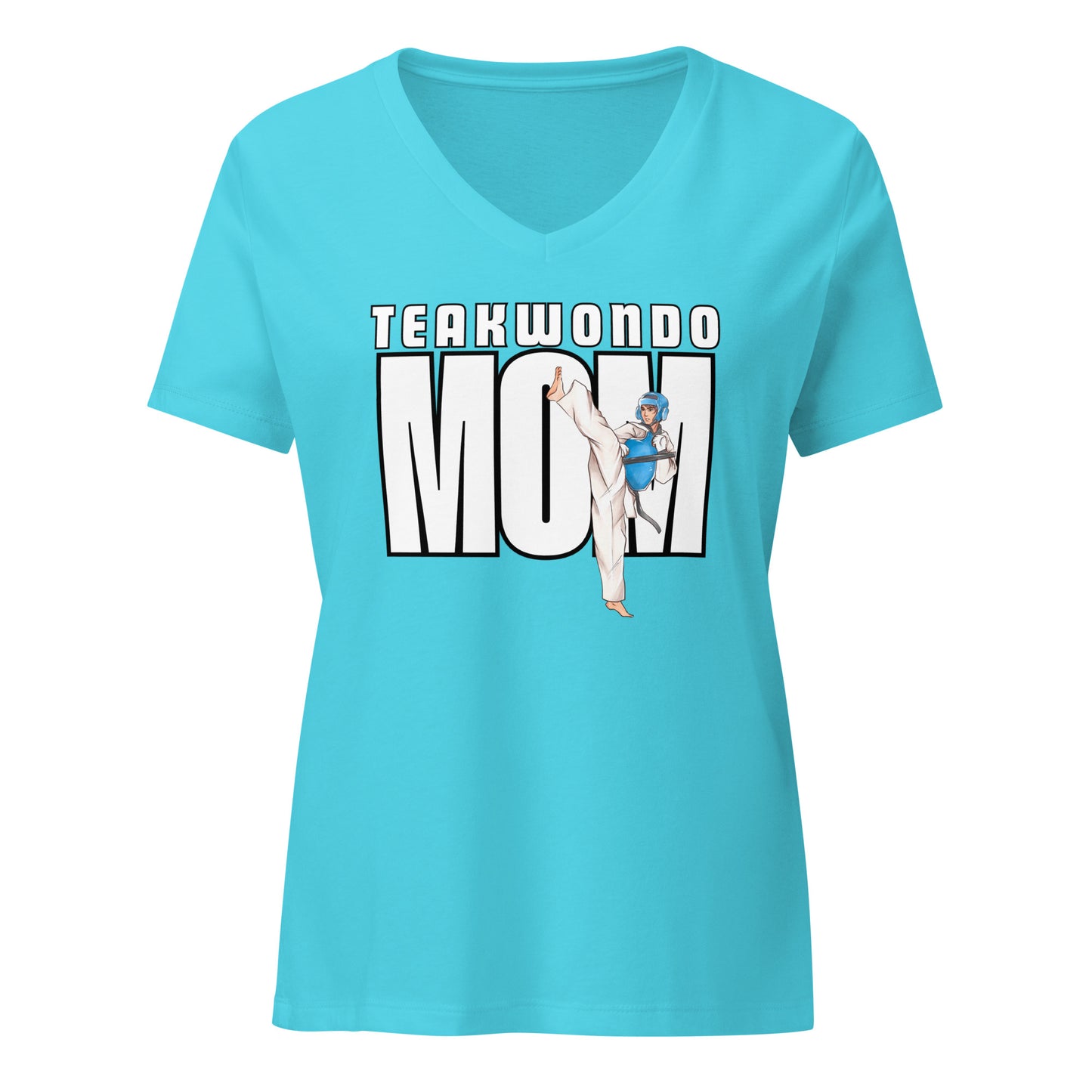 Taekwondo Mom V-Neck Tee – Turquoise